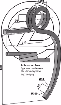 Dent cultivateur en spirale Gauche Adaptable