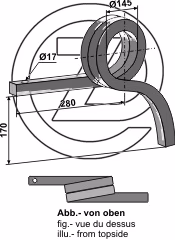 Dent cultivateur en spirale Gauche Adaptable