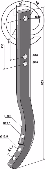 Dent dechaumeur Dalbo 863mm76250 Adaptable