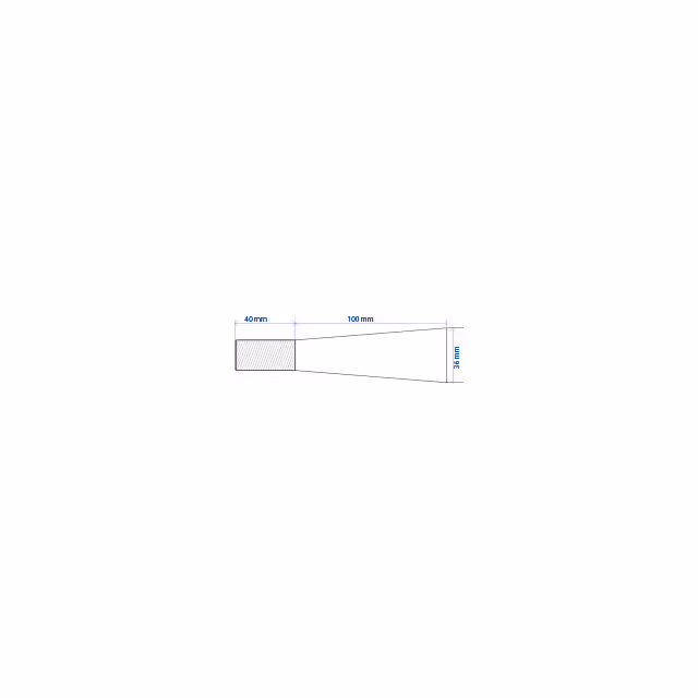 Dent de fourche ø36 lg 1250 m20x1.5 cl profil carre