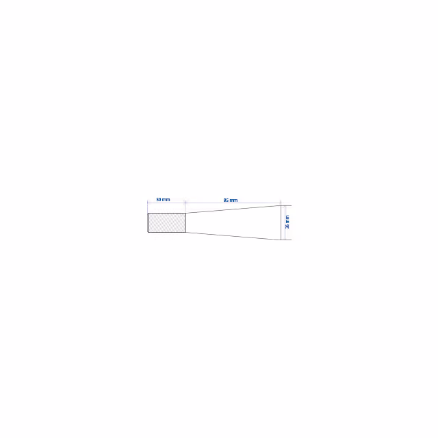 Dent de fourche ø36 lg 800 m20x1.5 cl profil carre