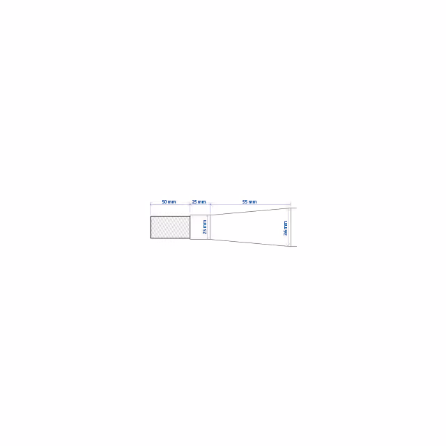 Dent de fourche ø36 lg 820 m24x1.5 profil carre coudee