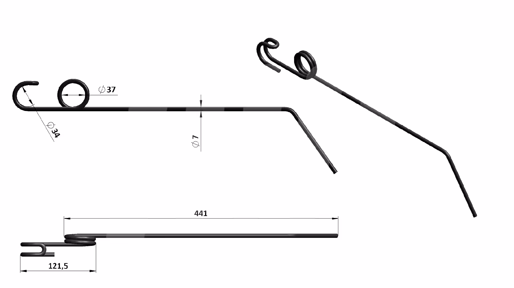 Dent de herse 7 mm avec support et boulon Einböck