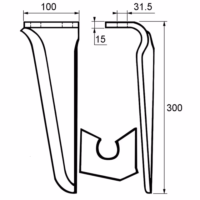 Dent de herse droite 100x15 l300 fix.rapi.type breviglieri