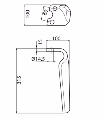 Dent de herse rotative Howard Droite 182940 Adaptable
