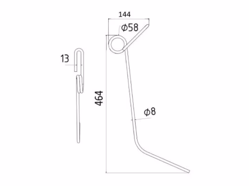 Dent de Herse étrilleLongueur: 464mm, Largeur: 29mm, Ø8mm - Remplacement pour Browns Correspond à: 71663