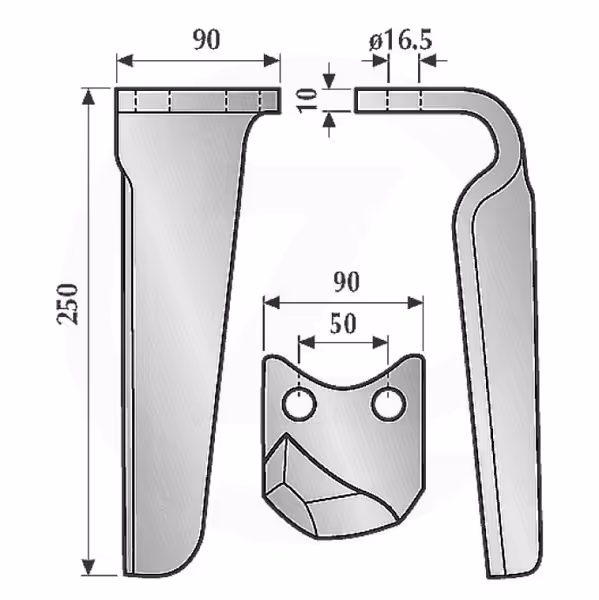 Dent de herse rotative Maschio Gaspardo Droite Adaptable
