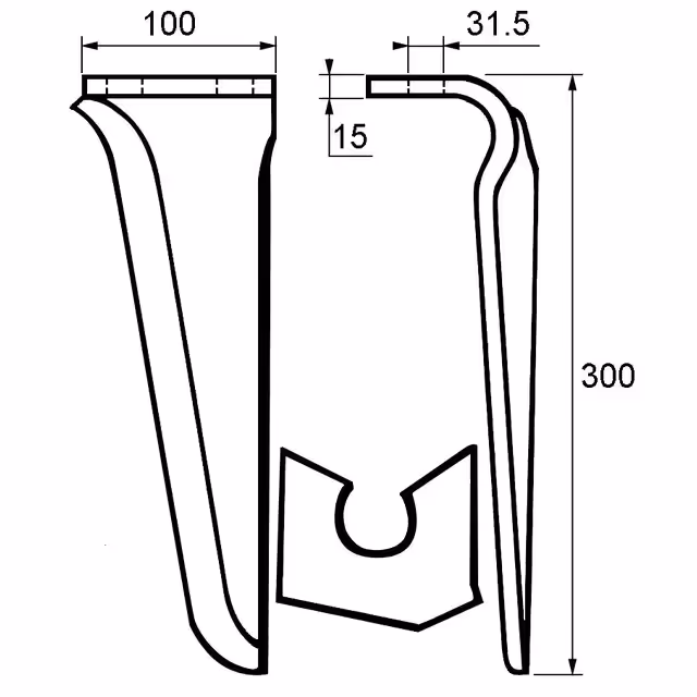 Dent de herse rotative gauche L300 mm Bréviglieri E0100130