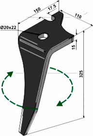 Dent de herse rotative Vogel et noot Droite KZ200001 Adaptable