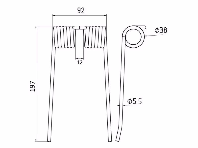 Dent de pick-up, Type Hesston, Massey Ferguson, New Holland Longueur: 197mm, Largeur: 92mm, Ø5.5mm Correspond à: 700706128