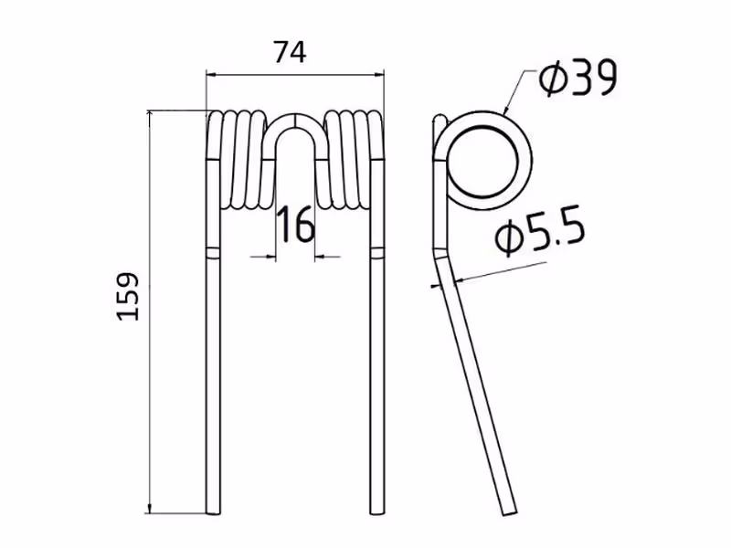 Dent de pick-up, Type Krone Longueur: 159mm, Largeur: 74mm, Ø5.5mm Correspond à: 9380401