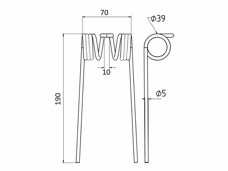 Dent de pick-up, Type Welger - - - Longueur: 190mm, Largeur: 69mm, Ø5mm Correspond à: 0940522900