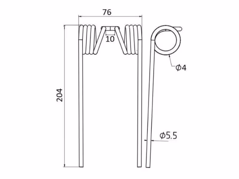 Dent de pick-up, Type Welger - - - Longueur: 204mm, Largeur: 76mm, Ø5.5mm Correspond à: 0940530200