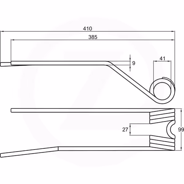 Dent faneuse Deutz-Fahr Droite VF16502733 Adaptable
