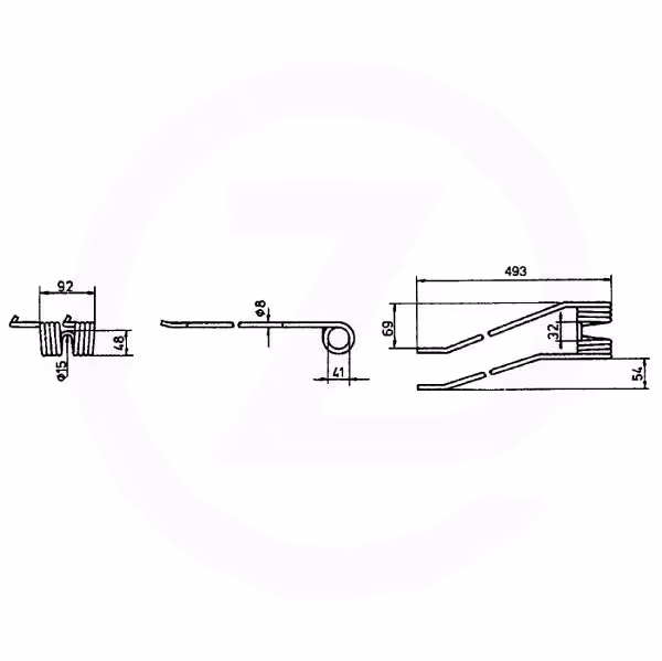 Dent faneuse Pöttinger Droite 436006 Adaptable