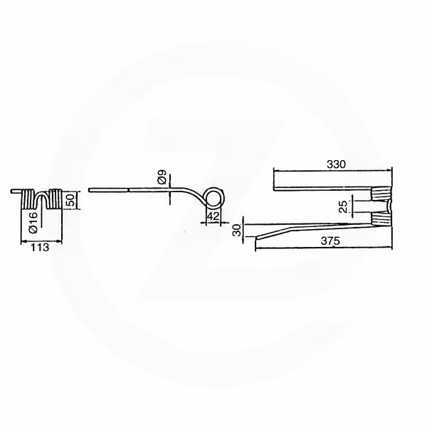 Dent faneuse PZ - Zweegers Gauche VGPZ107 Adaptable