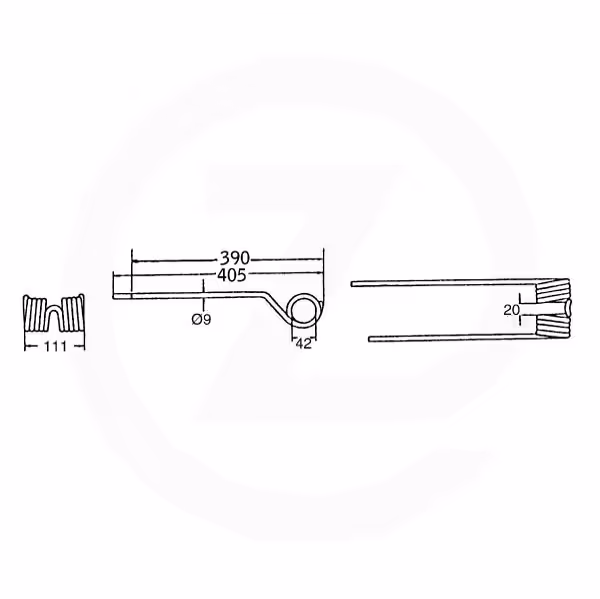 Dent faneuse PZ Gauche VGPZ339 Adaptable
