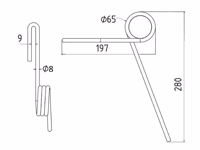 Dent de semoirs - Ø8mm, Longueur: 280mm Correspond à: FKX0385