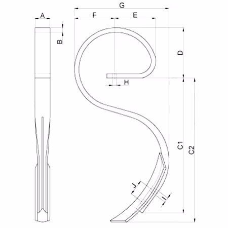 Dent de vibroculteur avec soc 32x12