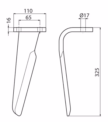 Dent de herse rotative FranDroite 9118310001 Adaptable