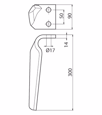 Dent de herse rotative Maschio Droite 38100222 Adaptable