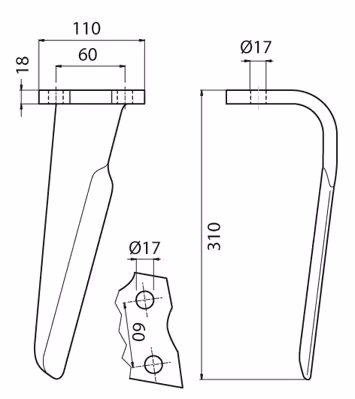Dent de herse rotative Alpégo 07401 Adaptable