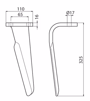 Dent de herse rotative FranGauche 9118310002 Adaptable