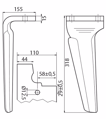 Dent de herse rotative Feraboli Master Gauche FE7U00038 Adaptable