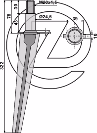 Dent de herse rotative Adaptable