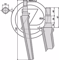 Dent de herse rotative Adaptable
