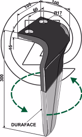 Dent de herse rotative Duraface Gauche Adaptable