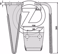 Dent de herse rotative Feraboli 7A48011 Adaptable