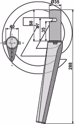 Dent de herse rotative Krone 4908400 Adaptable