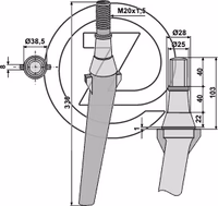 Dent de herse rotative Lely 1169902200 Adaptable