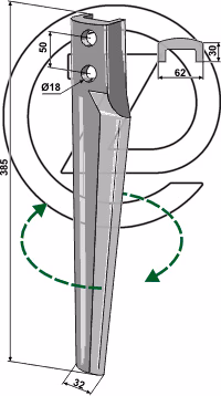Dent de herse rotative Eberhardt Droite 301896 Adaptable