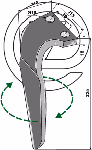Dent de herse rotative Falc Droite 540129 Adaptable