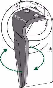 Dent de herse rotative Feraboli Droite 7U00008 - 7U00033 Adaptable