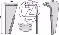 Dent de herse rotative Niemeyer Droite 034578 Adaptable