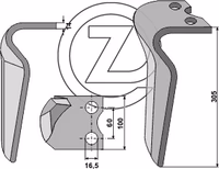 Dent de herse rotative Pégoraro Droite 007869 Adaptable