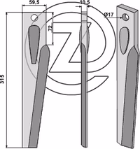 Dent de herse rotative Gauche Adaptable
