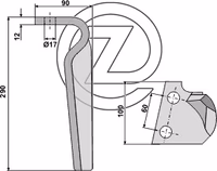 Dent de herse rotative Gauche Adaptable