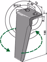 Dent de herse rotative Agromec Gauche 5000030320 Adaptable