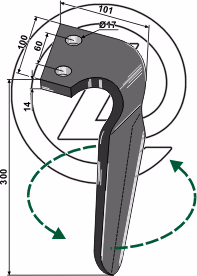Dent de herse rotative Alpégo Gauche D06700 Adaptable