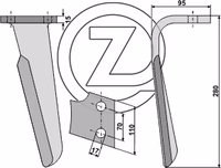 Dent de herse rotative Falc Gauche 522037 Adaptable