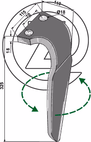 Dent de herse rotative Falc Gauche 540130 Adaptable