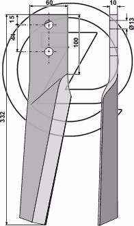 Dent de herse rotative Maschio Gauche 10100263 Adaptable