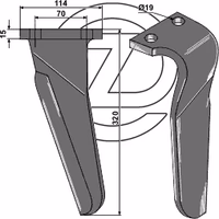 Dent de herse rotative Maschio Gauche 61100213 (Alt) - 6110230 (Neu) Adaptable
