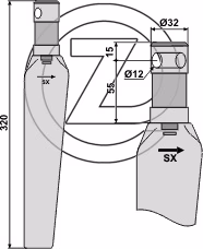 Dent de herse rotative Niemeyer Gauche 034001 Adaptable