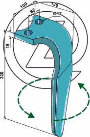 Dent de herse rotative Rabe Gauche 84231803 Adaptable