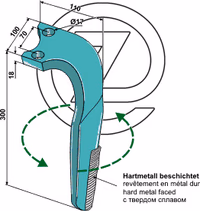 Dent de herse rotative Rabe métal dur Gauche 84116208 Adaptable